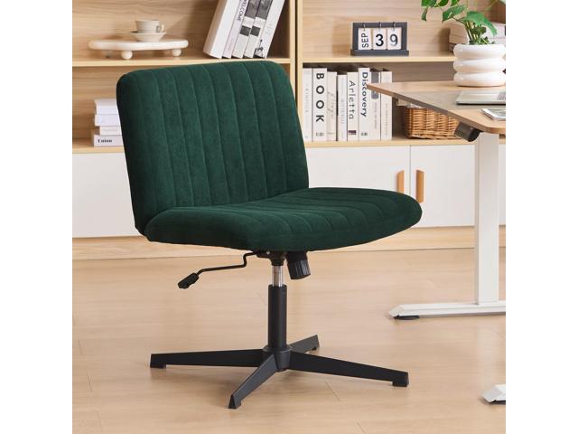 Criss Cross Legged Office Chair no Wheels Upholstered Wide Seat Armless Desk Chair Height Adjustable Swivel Computer Chair for Home Office,...