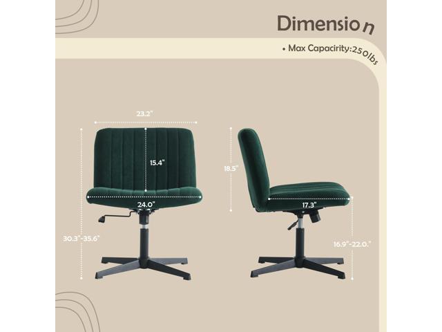 Criss Cross Legged Office Chair no Wheels Upholstered Wide Seat Armless Desk Chair Height Adjustable Swivel Computer Chair for Home Office,...