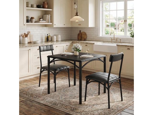 GAOMON Dining Table Set for 2, Kitchen Table with Upholstered Chairs for 2, Small Dining Room Table Set, Square Kitchen Table Set for Small Space,...