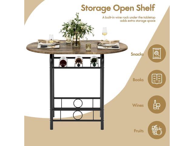 Flamaker Dining Table for 2, 3 Piece Round Table & Chair Set, Small Kitchen Table for Breakfast Nook, Wood Grain Tabletop and Built-in Storage...