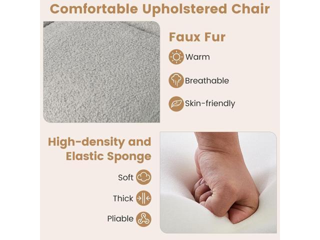 COSTWAY Cross Legged Office Chair, Armless Wide Seat Swivel Desk Chair No Wheels, Height Adjustable Mid Back Computer Task Chair, Modern Faux Lamb...