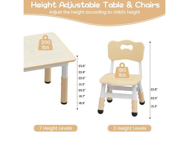 GAOMON Kids Table and 6 Chairs Set, Height Adjustable Toddler Table and Chairs Set for Ages 2-10, Graffiti Desktop, Non-Slip Legs, Children...