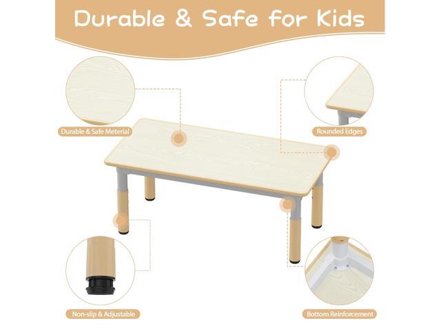 GAOMON Kids Table and 6 Chairs Set, Height Adjustable Toddler Table and Chairs Set for Ages 2-10, Graffiti Desktop, Non-Slip Legs, Children...