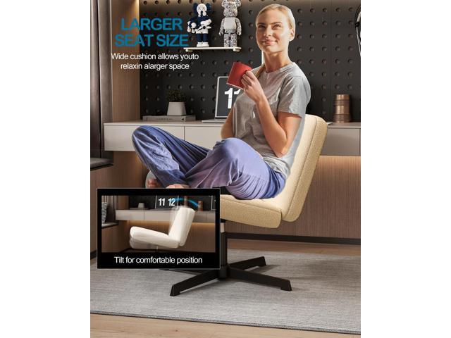 Armless Criss Cross Chair Comfy Office Chair Home Office Desk Chair Computer Chair Vanity Chair for Bedroom, Makeup Room, Living Room Chairs...