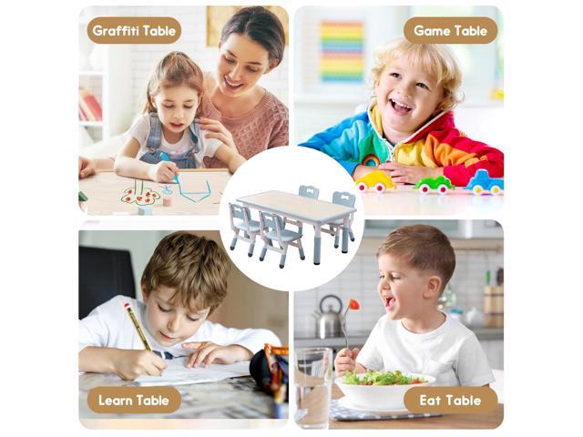Kids Table and Chair Set for Toddlers - Adjustable Activity Center with Non-Slip Legs & Graffiti-Proof Surface Ages 3-12