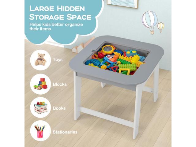 Costzon Kids Table and Chair Set, 3-in-1 Wooden Activity Table with Removable Tabletop, Blackboard & Whiteboard, Storage Space for Arts Crafts...