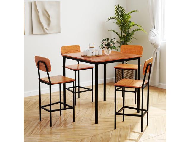 Tangkula Counter Height Dining Table Set, Bar Table and Chairs, Pub Table and Chairs Set of 4, Space-Saving Dinette Set for Breakfast Nook