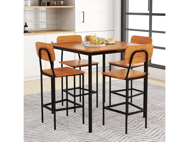 Tangkula Counter Height Dining Table Set, Bar Table and Chairs, Pub Table and Chairs Set of 4, Space-Saving Dinette Set for Breakfast Nook