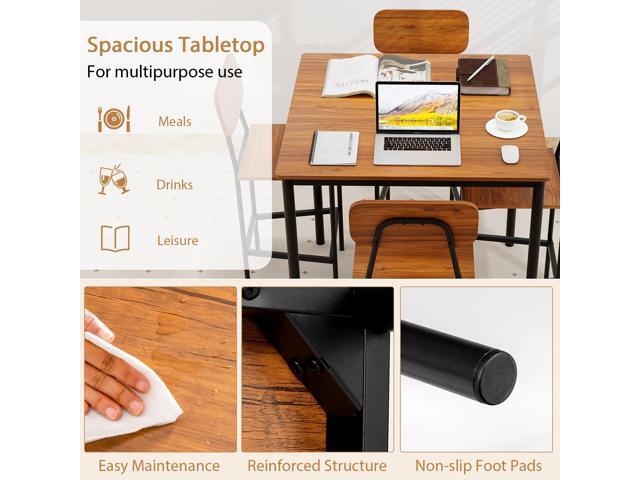 Tangkula Counter Height Dining Table Set, Bar Table and Chairs, Pub Table and Chairs Set of 4, Space-Saving Dinette Set for Breakfast Nook
