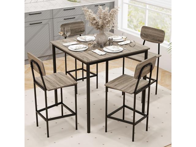 Tangkula Counter Height Dining Table Set, Bar Table and Chairs, Pub Table and Chairs Set of 4, Space-Saving Dinette Set for Breakfast Nook