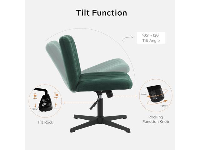 Green Criss Cross Chair No Wheels Armless Wide Seat Office Chair Swivel Vanity Velvet Padded Vanity Chair for Girls