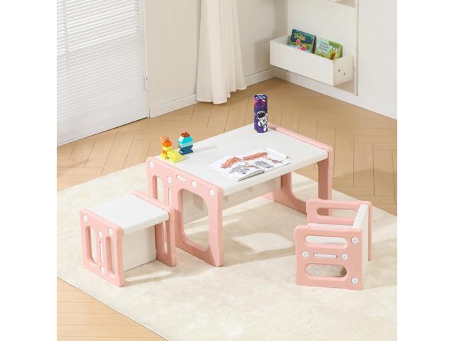 Montessori Table and Chair Set, Kids Table and Chairs, Height-Adjustable Toddler Table and Chair Set, Table Chair for Ages 3-8, Childrens Table for...