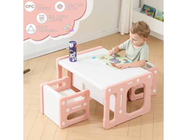 Montessori Table and Chair Set, Kids Table and Chairs, Height-Adjustable Toddler Table and Chair Set, Table Chair for Ages 3-8, Childrens Table for...