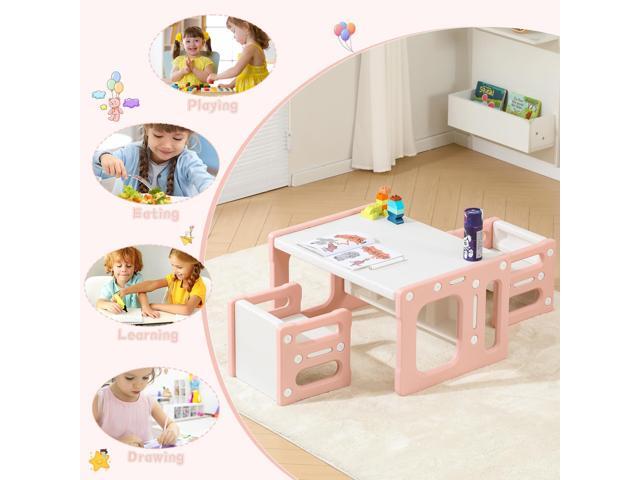 Montessori Table and Chair Set, Kids Table and Chairs, Height-Adjustable Toddler Table and Chair Set, Table Chair for Ages 3-8, Childrens Table for...