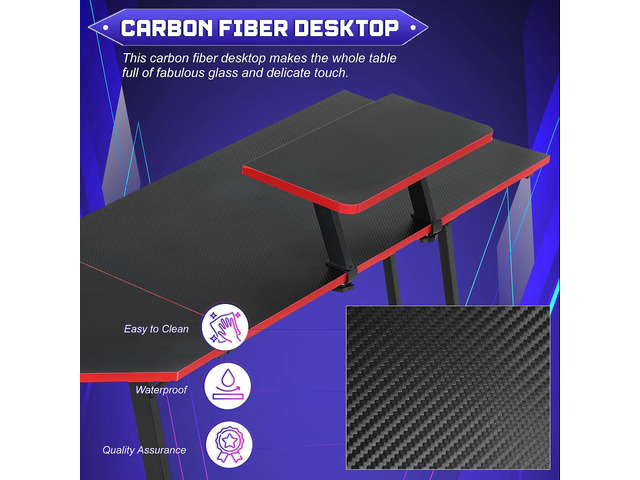 NChanmar L Shaped Gaming Desk with Monitor Riser Stand, Home Office Corner Desk for Studying, Working, Large Desktop, Black
