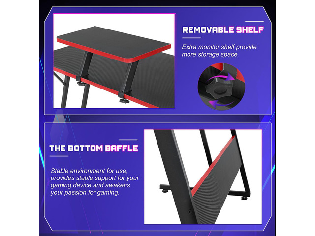 NChanmar L Shaped Gaming Desk with Monitor Riser Stand, Home Office Corner Desk for Studying, Working, Large Desktop, Black