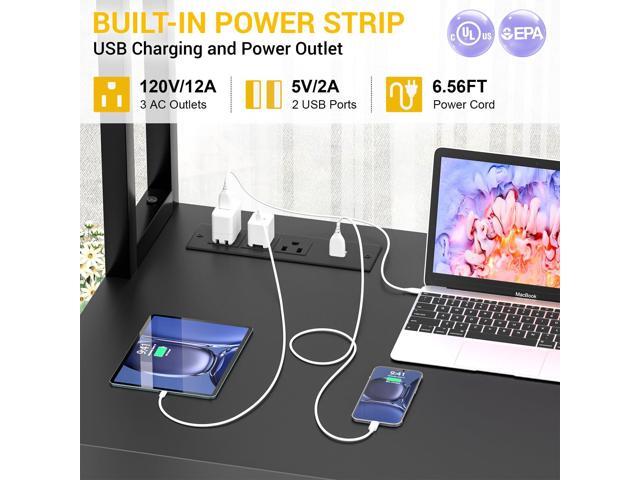 Aheaplus L Shaped Gaming Desk, Reversible L Shaped Desk with Power Outlet and Led Lights, Gaming Desks Corner Computer Desks with Hutch, Monitor...