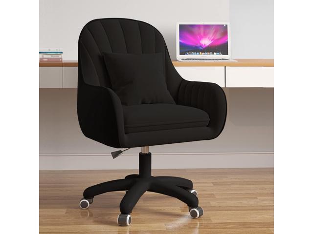 Mid Back Velvet Vanity Chair Swivel Rolling Desk Chair with Wheels, Modern Upholstered Makeup Chair for Women Girls, Computer Task Chair for...