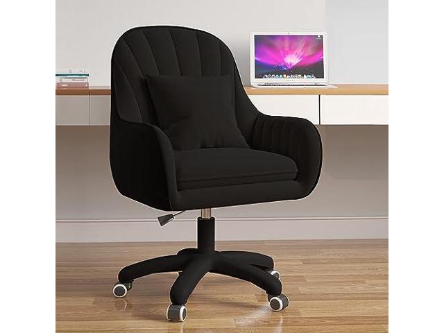 Mid Back Velvet Vanity Chair Swivel Rolling Desk Chair with Wheels, Modern Upholstered Makeup Chair for Women Girls, Computer Task Chair for...