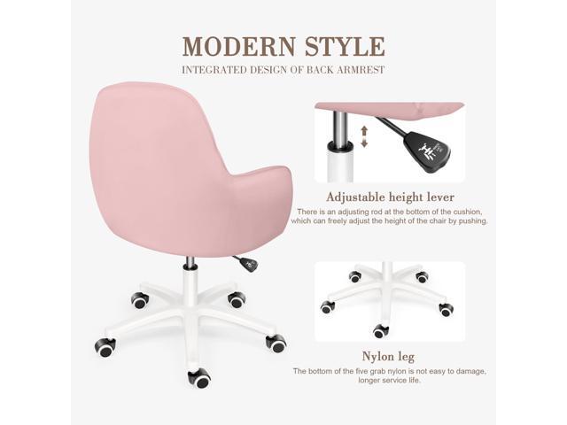 Mid Back Velvet Vanity Chair Swivel Rolling Desk Chair with Wheels, Modern Upholstered Makeup Chair for Women Girls, Computer Task Chair for...