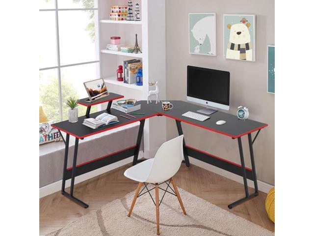 L Shape Desk Sturdy L-Shaped Gaming Desk with Large Wooden Desktop for Home Office, Corner Desk for Small Space, Easy to Assemble, ComputerDesk