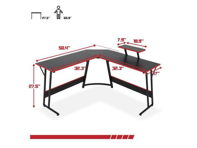 L Shape Desk Sturdy L-Shaped Gaming Desk with Large Wooden Desktop for Home Office, Corner Desk for Small Space, Easy to Assemble, ComputerDesk