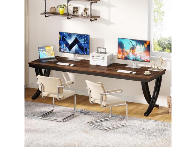 Tribesigns 2 Person Desk, 78 Inch Long Computer Desk, Two People Office Table with Stylish Legs, Double Workstation for Home Office (Rustic Brown)