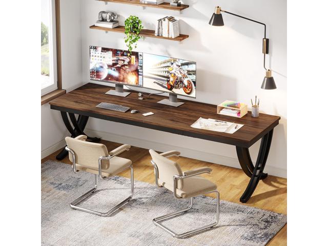 Tribesigns 2 Person Desk, 78 Inch Long Computer Desk, Two People Office Table with Stylish Legs, Double Workstation for Home Office (Rustic Brown)
