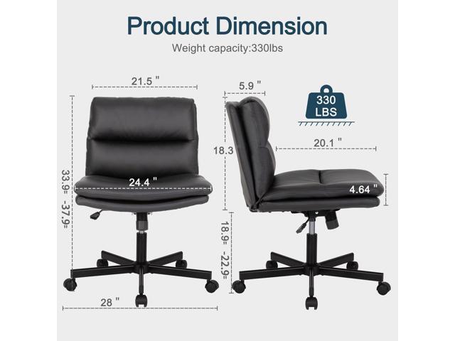 Okeysen Criss Cross Chair with Wheels, Armless Wide Seat Cross Legged Comfy Office Desk Chair, PU Leather Height Adjustable Swivel Computer Task...