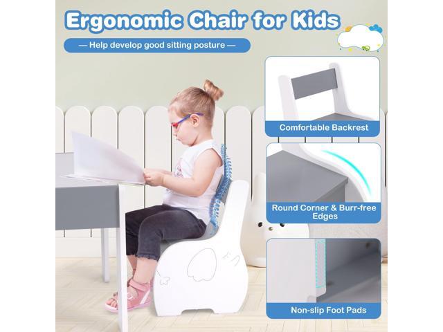 Costzon Kids Table and Chair Set, 4 in 1 Wooden Activity Table & 2 Chairs with Detachable Blackboard for Arts, Crafts, Drawing, Reading, Storage, 3...