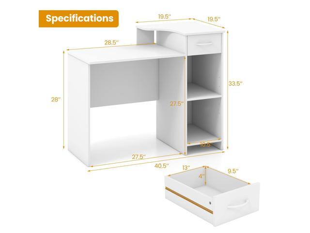 Giantex Computer Desk with Storage, Modern PC Laptop Table with 5-Position Adjustable Shelf, Drawer & Cable Hole, Compact Study Writing Desk...
