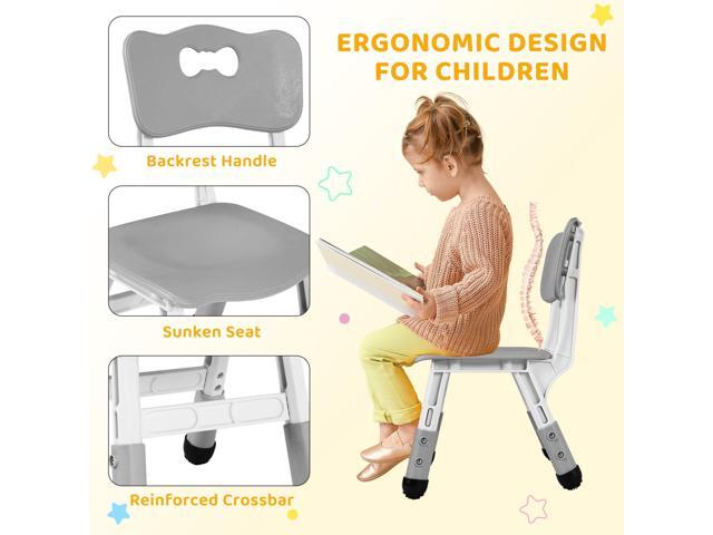 Arlopu Kids Table and 4 Chairs Set, Height Adjustable ((18.9'23.6'), Anti-Slip Childrens Activity Desk, Wipe-Clean Desktop, Montessori Learning,...
