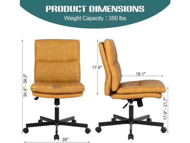 LUCKWIND Armless Office Desk Chair with Wheels, Double Padded PU-Leather Chairs, Mid-Back Criss Cross Swivel Task Chair, Height Adjustable...
