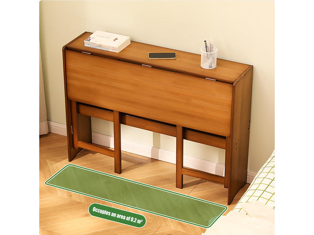 Folding Computer Desk with Bookshelf Bamboo Portable Foldable Table for Writing, Studying, Gaming Folding Desk for Student Office