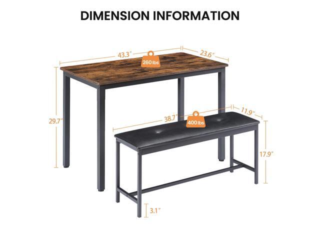 Dining Table Set for 4, Wood Kitchen Table & Chair with 2 Upholstered Benches for Breakfast Nook and Small Space, Brown