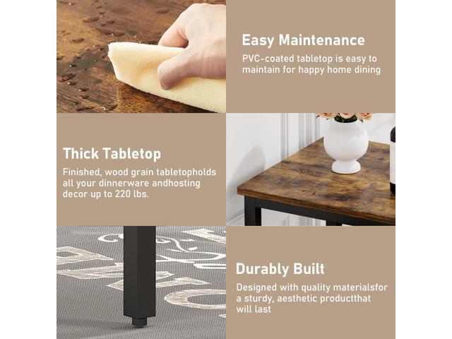 Dining Table Set for 4, Wood Kitchen Table & Chair with 2 Upholstered Benches for Breakfast Nook and Small Space, Brown