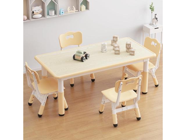 GAOMON Kids Table and 4 Chairs Set, Height Adjustable Toddler Table and Chair Set for Ages 2-10, Graffiti Desktop, Non-Slip Legs, Children Table...