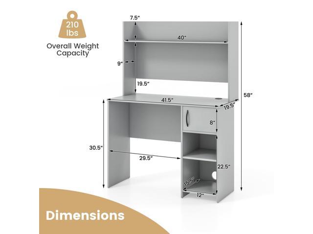 Giantex Computer Desk with Hutch, Home Office Desk with Storage Cabinet & Adjustable Shelf, 2 Cable Holes, Modern Laptop PC Desk Computer...