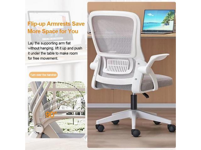 Home Office Chair Ergonomic Breathable Mesh Chair High Back with Adjustable Height Swivel with Flip-Up Arms and Lumbar Support