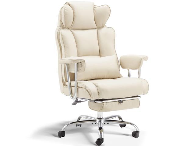 Big and Tall Office Chair with Foot Rest Comfortable Executive Reclining Office Large Leather Chair with Adjustable High Back Heavy Duty for Heavy...