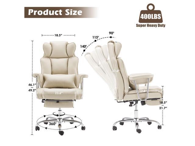 Big and Tall Office Chair with Foot Rest Comfortable Executive Reclining Office Large Leather Chair with Adjustable High Back Heavy Duty for Heavy...