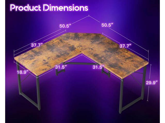 Casaottima 51 Inch L Shaped Gaming Desk, Corner Table Sturdy Workstation for Home Office, Writing, Gaming, Computer Desk for Small Space, Easy...