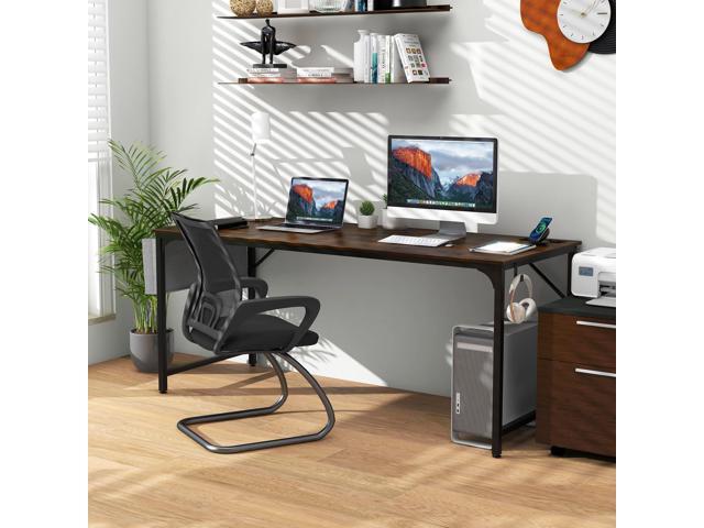 Tangkula 60 Large Computer Desk with Charging Station, Modern Simple Study Writing Desk with Storage Bag, Headphone Hook, Sturdy Metal Frame, Home...