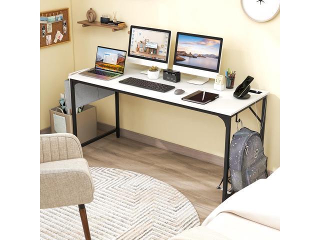 Giantex 60 Inch Computer Desk with Charging Station, Home Office Writing Desk with Storage Bag & Headphone Hook, Large Gaming Table PC Workstation,...