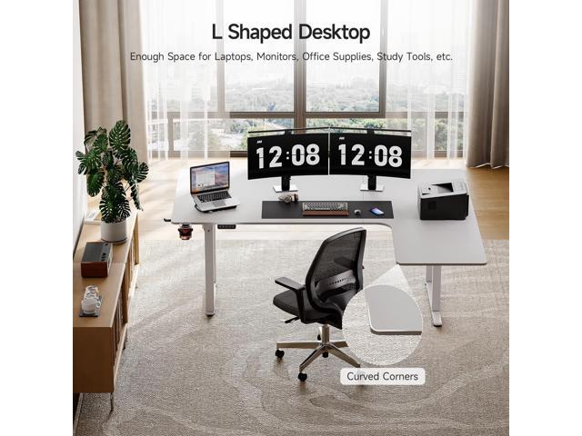 ONBRILL L Shaped Standing Desk, 71x43 Inches Electric L Stand Up Desk with 4 Legs, Dual Motor and Memory Controller, Adjustable Height from 28-46...