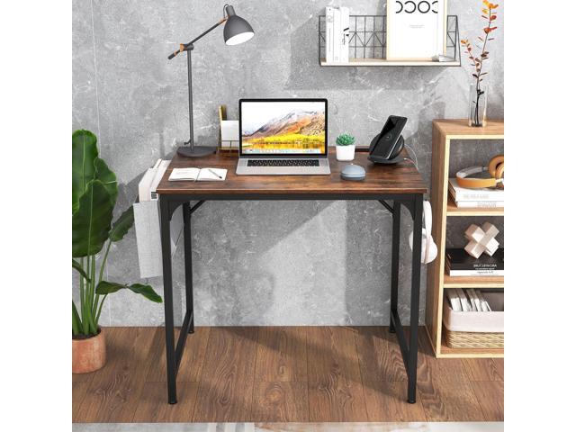 Giantex 32 Inch Computer Desk with Charging Station, Home Office Writing Desk with Storage Bag & Headphone Hook, Compact Gaming Table PC...