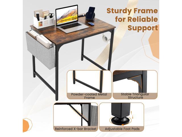 Giantex 32 Inch Computer Desk with Charging Station, Home Office Writing Desk with Storage Bag & Headphone Hook, Compact Gaming Table PC...