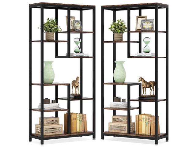 Tribesigns 6-Tier Tall Bookshelf Set of 2, Industrial 8-Shelf Open Bookcase Storage Display Book Shelves for Living Room, Home Office