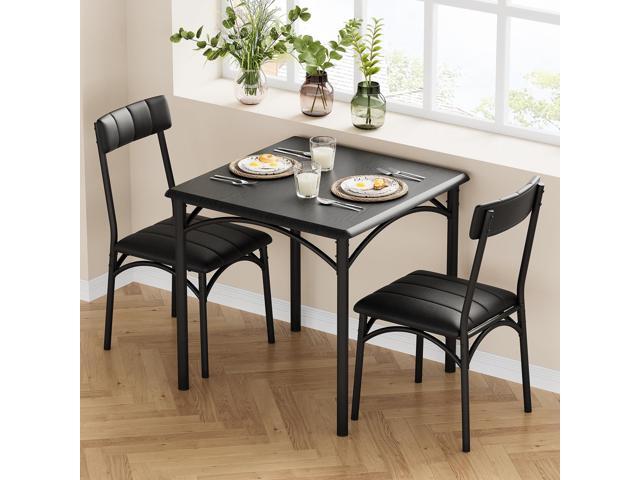 Amyove Kitchen Table and Chairs for 2, Square Dining Room Table Set with 2 Upholstered Chairs, 3 Piece Kitchen Table Set for Small Space,...