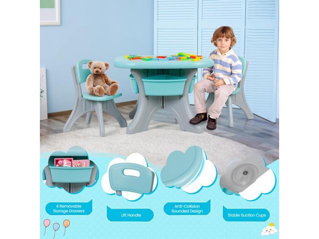 ZENY Kids Table and Chair Set, 3 Piece Activity Table w/Detachable Toy Storage Bins for Children Reading Art Craft, Green